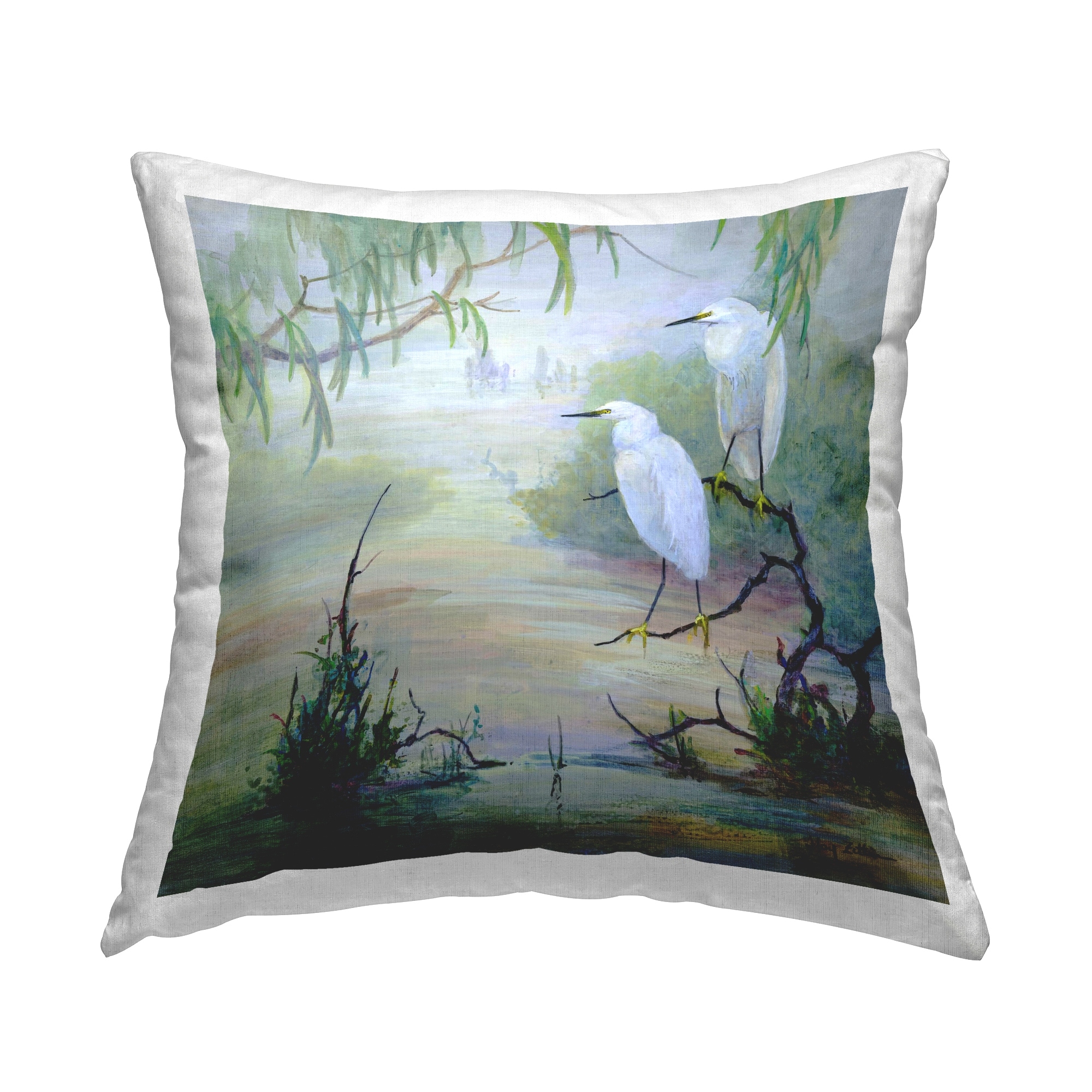 Stupell Egrets & Marshland Edge Decorative Printed Throw Pillow Design by Floy Zittin