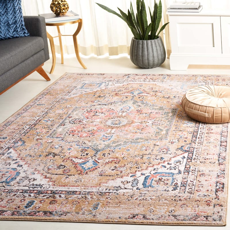 SAFAVIEH Cornelia Reinharda Vintage Rug - 6'7" Square - Gold