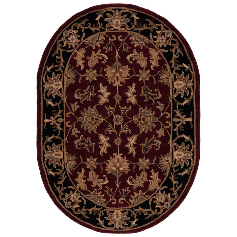 SAFAVIEH Handmade Heritage Lion Traditional Oriental Wool Rug - 5' x 8' Oval - Red/Black