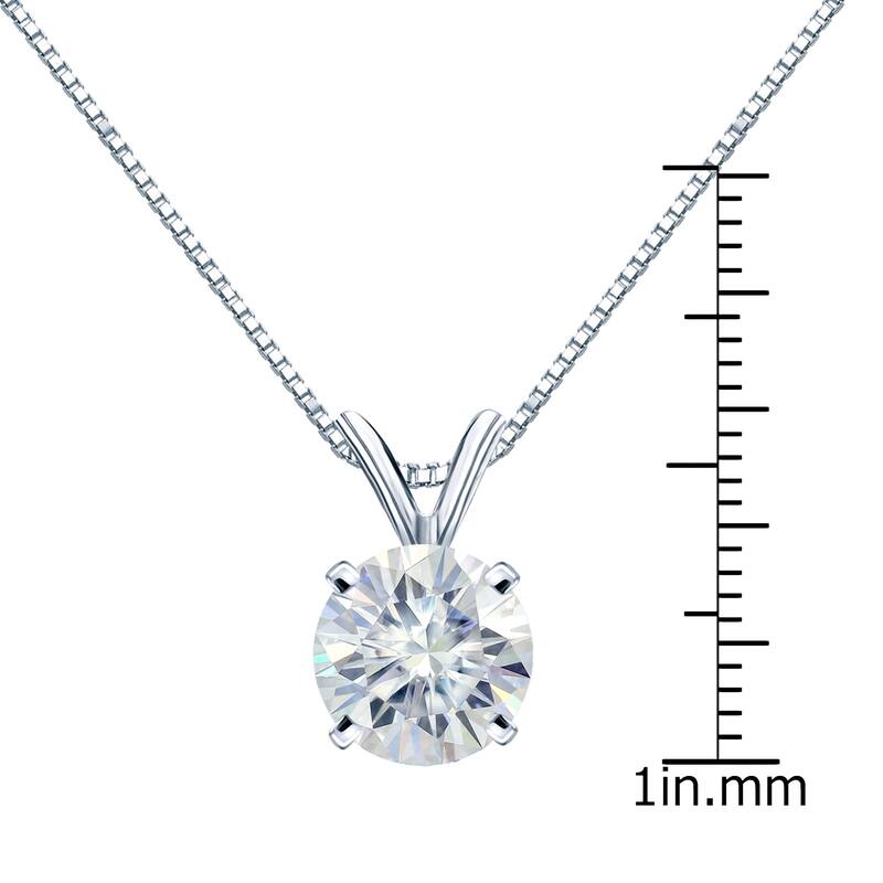 Auriya Platinum 2 1/2ctw Round Solitaire Moissanite Necklace - 8.8 mm