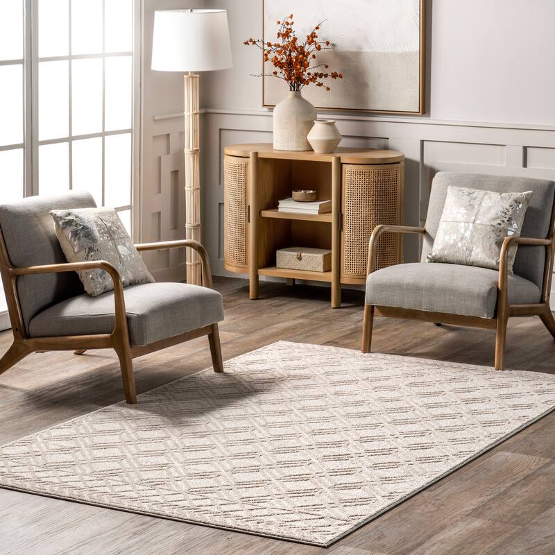 Nuloom Jolan Moroccan Lattice Area Rug - 5' x 8' - Beige