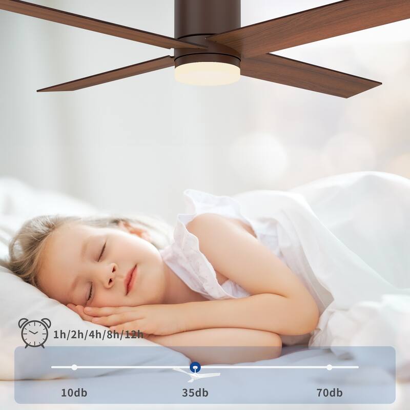 Moasis 6 Speed Quiet DC Motor 52" Flush Mount Ceiling Fan