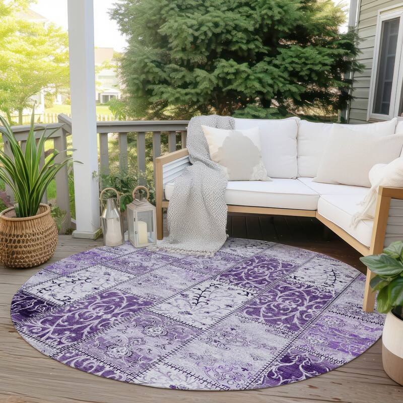 Mana Patchwork Weather Resistant Blended Style Outdoor Rug