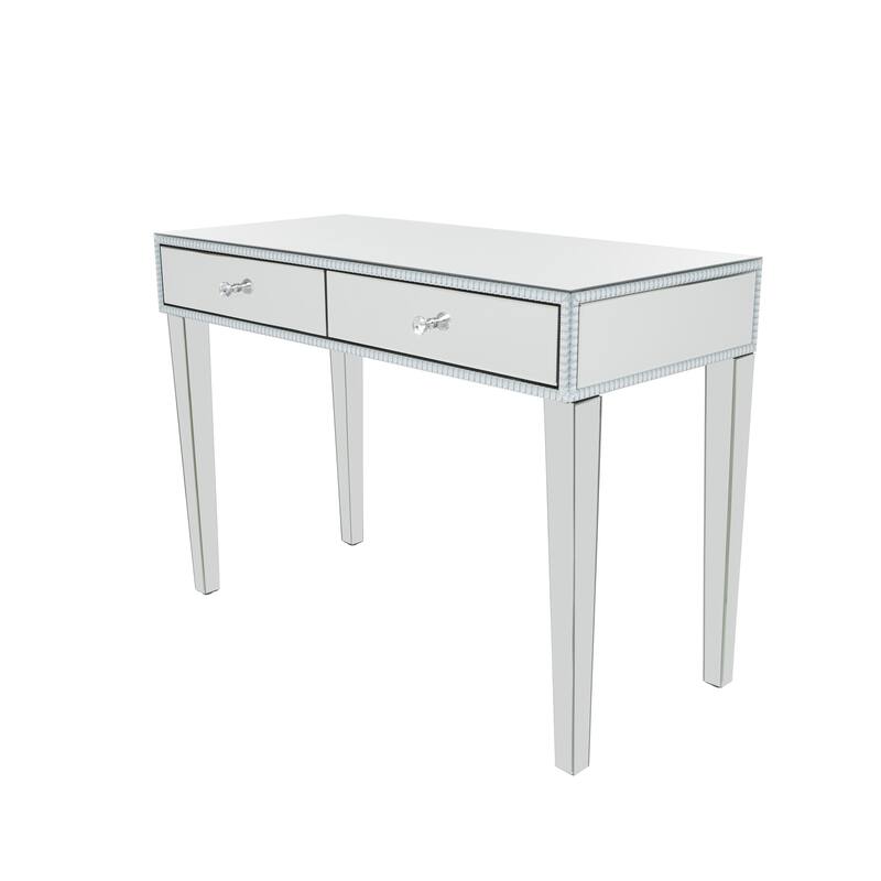 Wooden Mirrored 2 Drawers Console Table - Silver - Roche River Decor