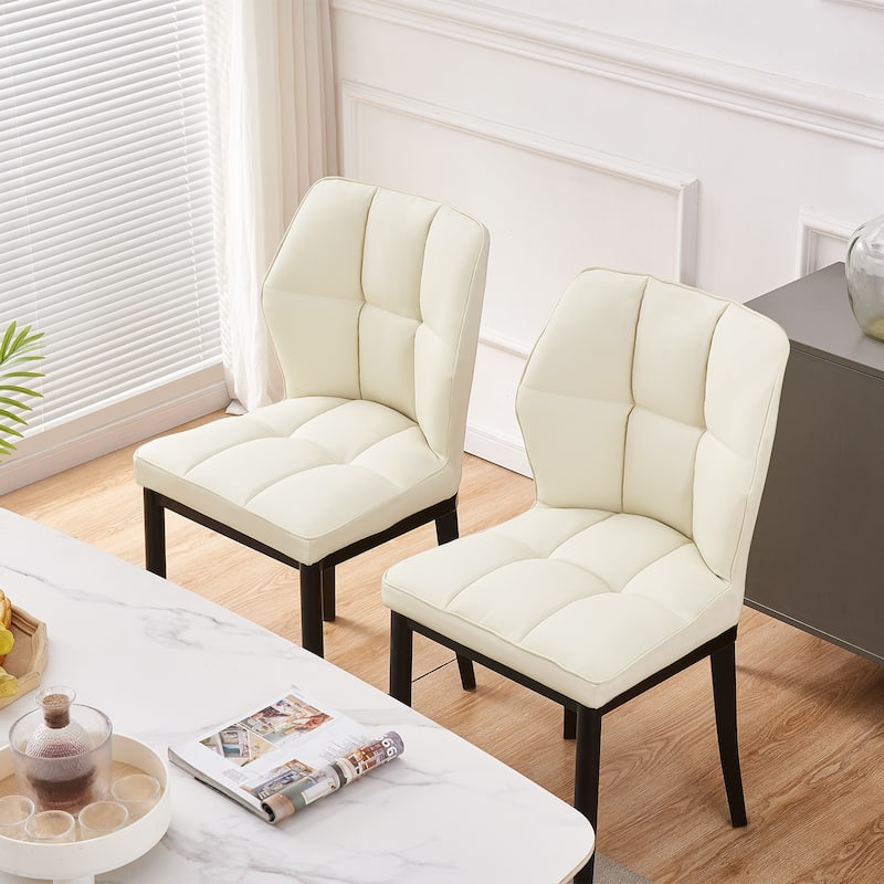 Checkered Faux Leather Upholstered Dining Chairs, Set of 2/4 - 33.7"H x 17.4"W x 17.4"D