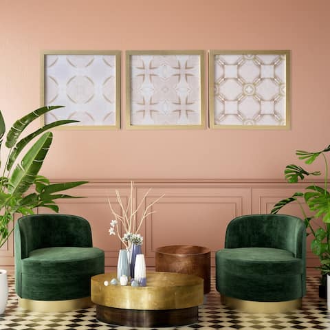 Gallery 57 Blush Tiles Set of 3 Framed Art, 18x18 Each