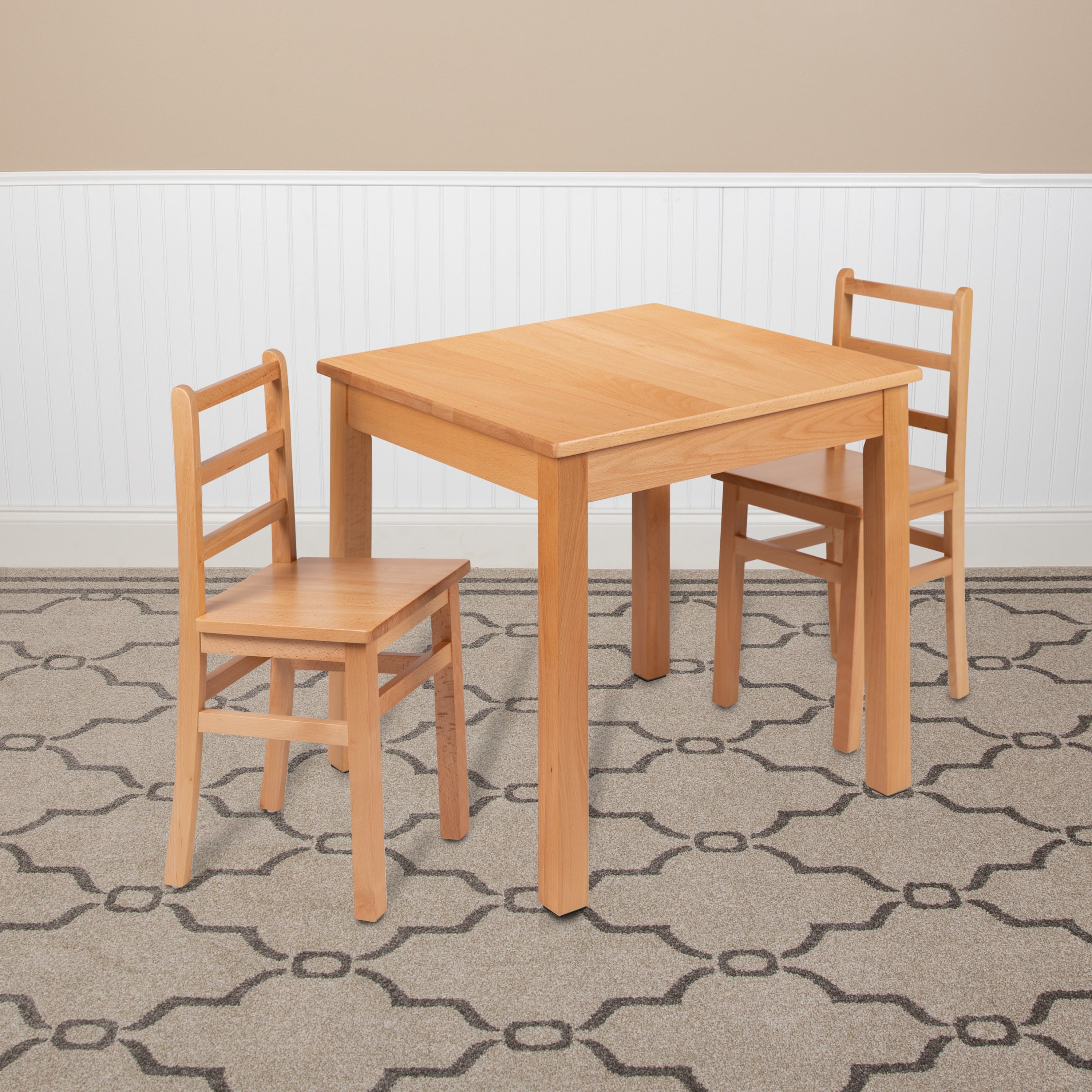 Kids Natural Solid Wood Table And Chair Set For Classroom