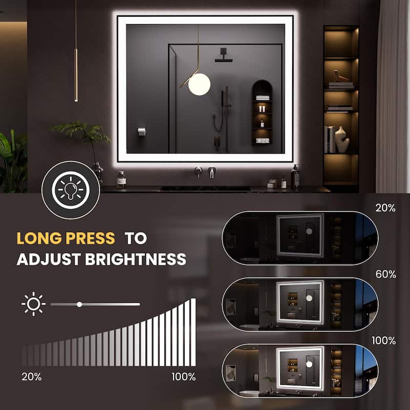 48x40 Inch Frameless LED Bathroom Mirror,Smart Mirror