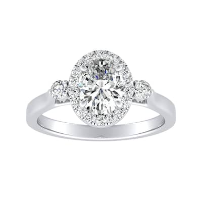 Auriya 18k Gold 1 1/4ctw Oval 3-stone Halo Diamond Engagement Ring