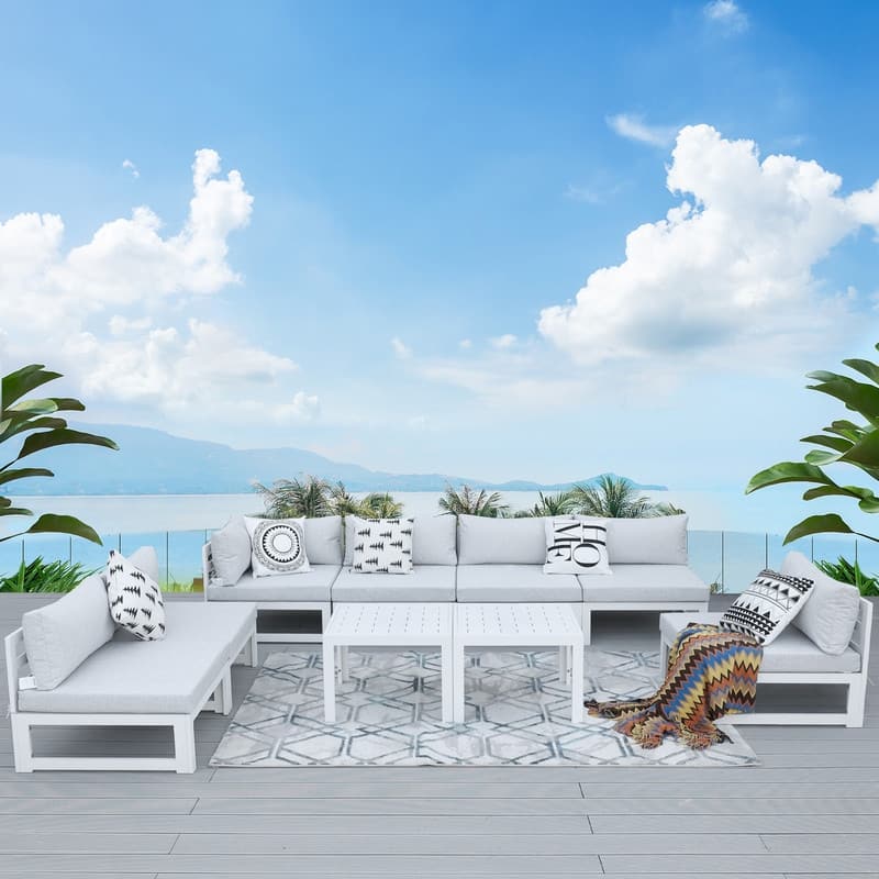 FINCATI 9 PCS Patio Aluminum Sectional Sofa Furniture Outdoor Set with Table