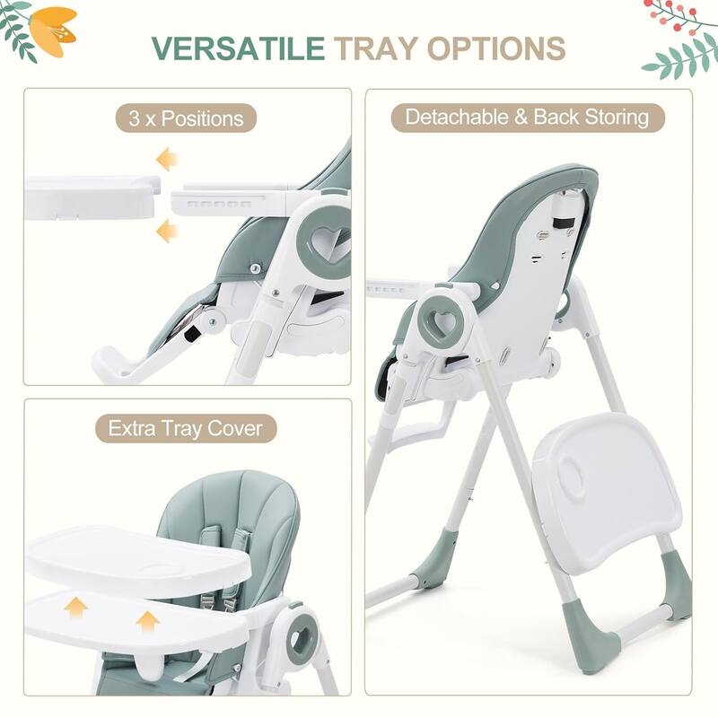 Lightweight Folding High Chairs for Babies and Toddlers 6-36 Months, Green