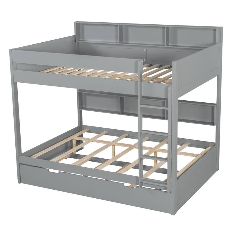 Bunk Bed with Trundle & Dual-Side Storage Shelves by Harper&Bright Designs