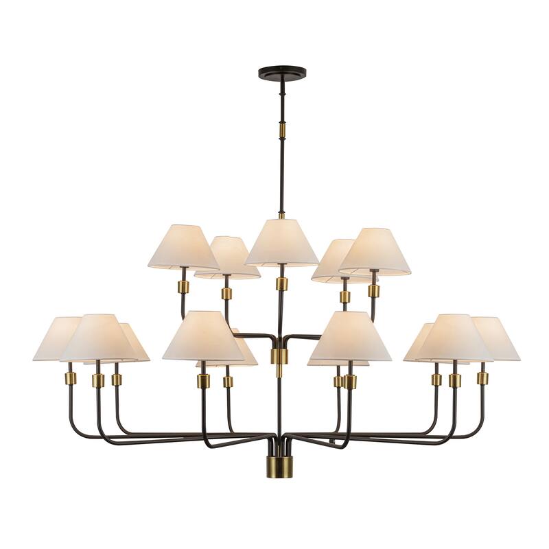Artcraft Providence 15-Light Chandelier - Black with Brushed Brass Accent