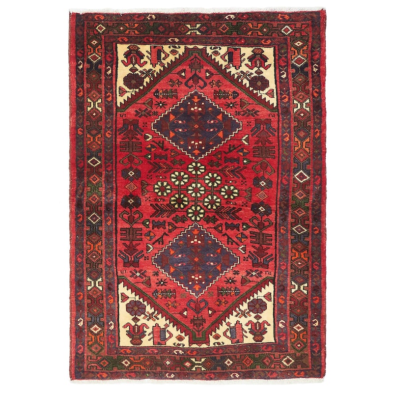 ECARPETGALLERY Hand-knotted Andelz Red Wool Rug - 3'7 x 5'0