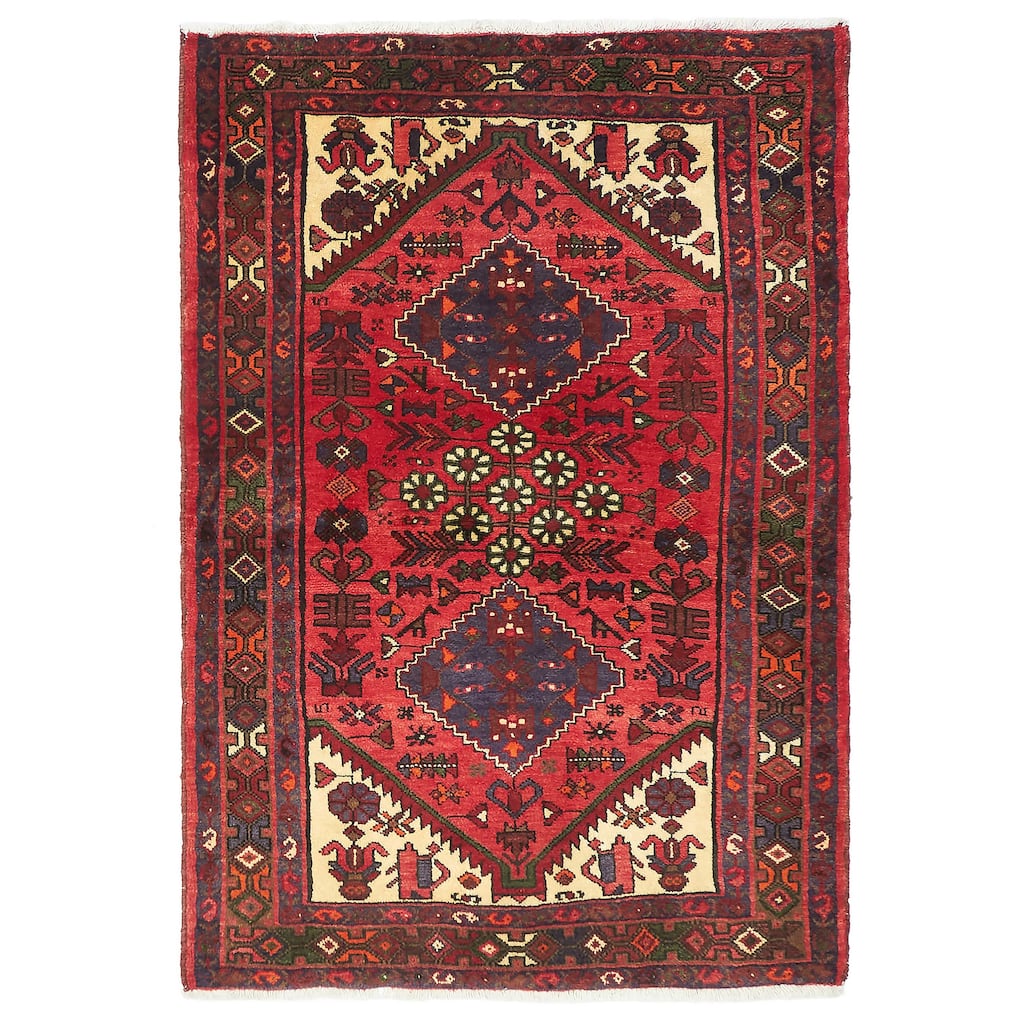 ECARPETGALLERY Hand-knotted Andelz Red Wool Rug - 3'7 x 5'0