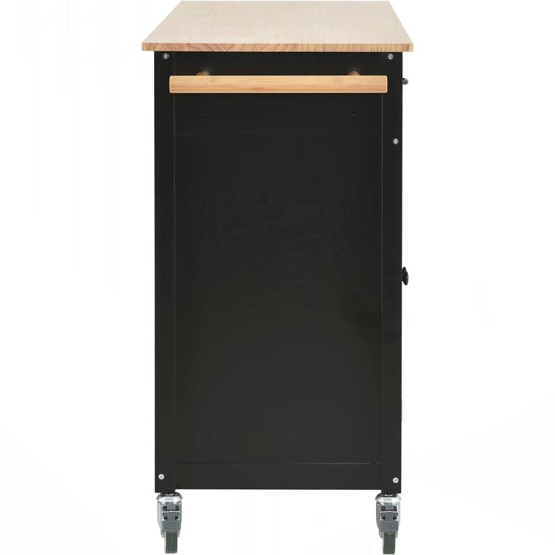 Kitchen Island Cart with Solid Wood Top and Locking Wheels