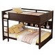 preview thumbnail 6 of 16, Queen Over Queen Bunk Bed with Built-in Storage Cabinets, Charging Station, Ladder & Safety Guardrails, Brwon