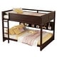preview thumbnail 24 of 38, Queen Over Queen Size with Underbed Storage Bookcase and Charging Station, Wood Bunk Bed Frame with Panel Guardrails and Ladder
