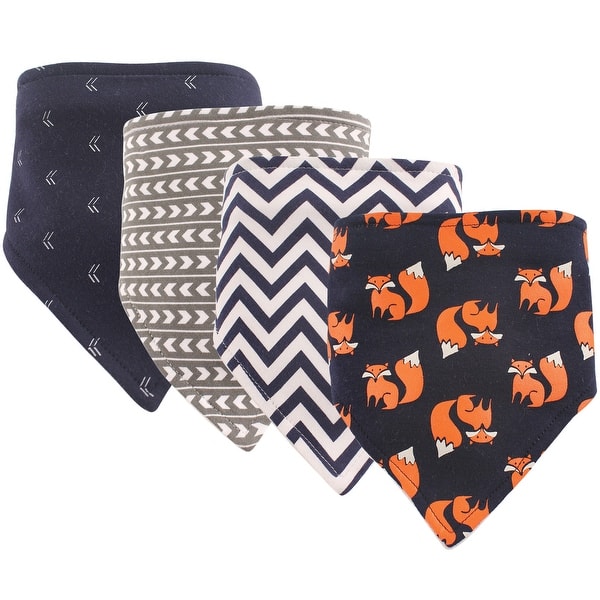 slide 1 of 1, Hudson Baby Infant Boy Cotton Bandana Bibs 4pk, Foxy, One Size - Foxy - One Size One Size - Foxy
