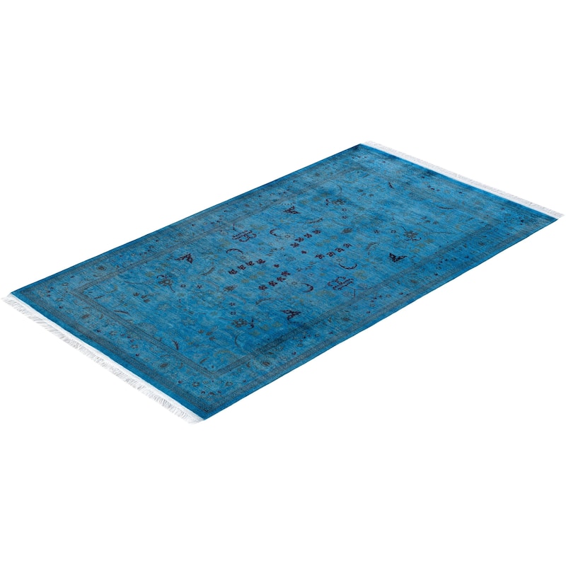 Fine Vibrance One-of-a-Kind Hand-Knotted Area Rug - Blue, 3' 1" x 5' 4" - 3' 1" x 5' 4"