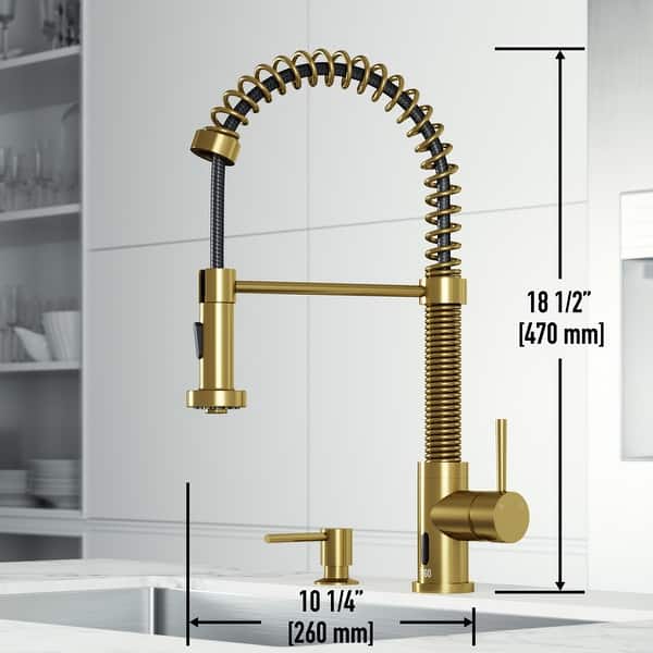 dimension image slide 0 of 16, VIGO Edison 19" H Single Handle Pull-Down Sprayer Kitchen Faucet Set with Touchless Sensor