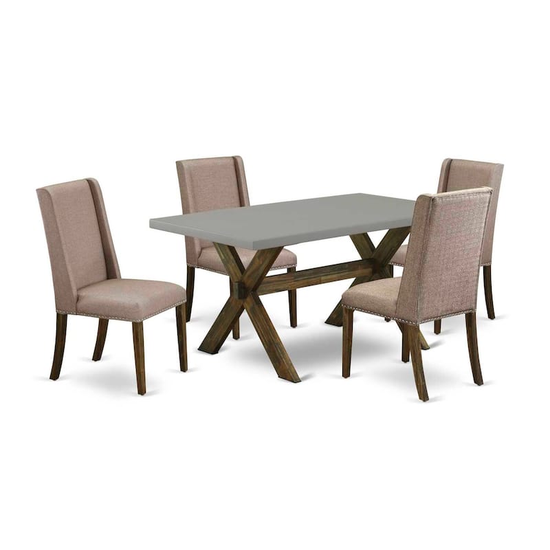 5-Piece Dinette Set - Kitchen Table with 4 Chairs - Rectangular Dining Table - Modern Farmhouse Style - 72