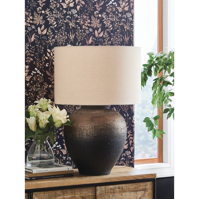 Signature Design by Ashley Newgerhard Brown/Black Table Lamp - 20" W x 20" D x 31" H