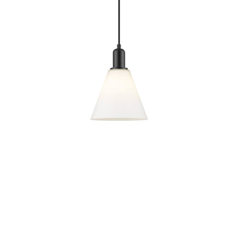 Innovations Lighting 716-1P-11-8 Berkshire Glass Pendant Berkshire - Matte Black / Matte White