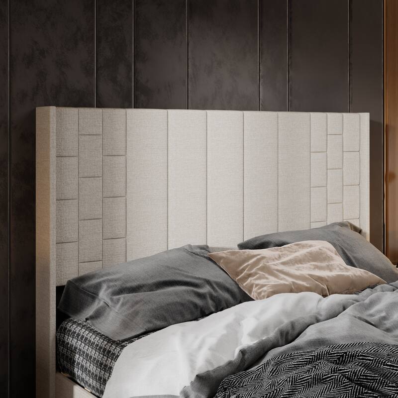 Upholstered Bed Frame with USB Port, Platform Bed with Headboard and Footboard Queen Size