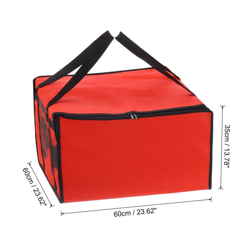 Insulated Pizza Bag, 1Pcs Non-woven Fabrics Grocery Bag, Food Carrier - Red - 24x24x14"