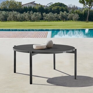 Tiffany Modern Round Black Aluminum Outdoor Coffee Table