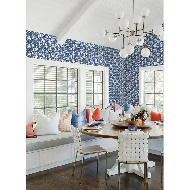 A-Street Prints Keaton Blue Medallion Wallpaper