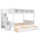 preview thumbnail 3 of 7, Twin-Full Bunk Bed Frame w/ Shelf, Storage Staircase & Drawers, White