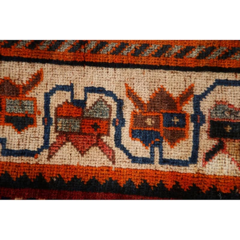 Tribal Red Shiraz Persian Vintage Area Rug Handmade Wool Carpet - 5'0"x 6'11"