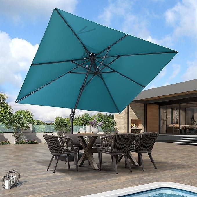 PURPLE LEAF Patio Cantilever Umbrella with 360 Degree Rotation
