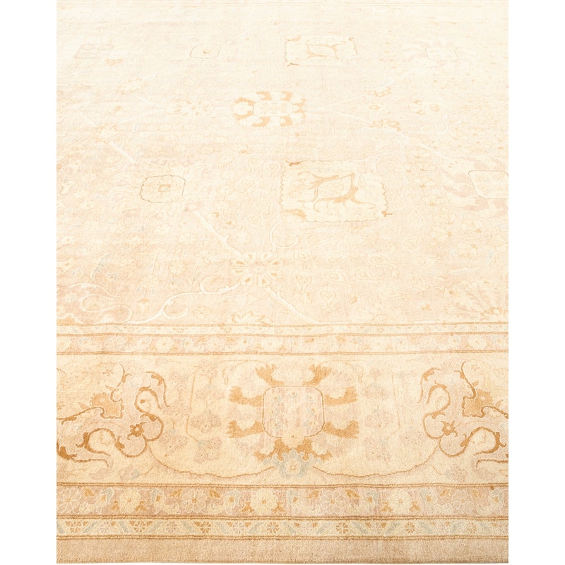 Overton Hand Knotted Wool Vintage Inspired Traditional Mogul Beige Area Rug - 9 x 12
