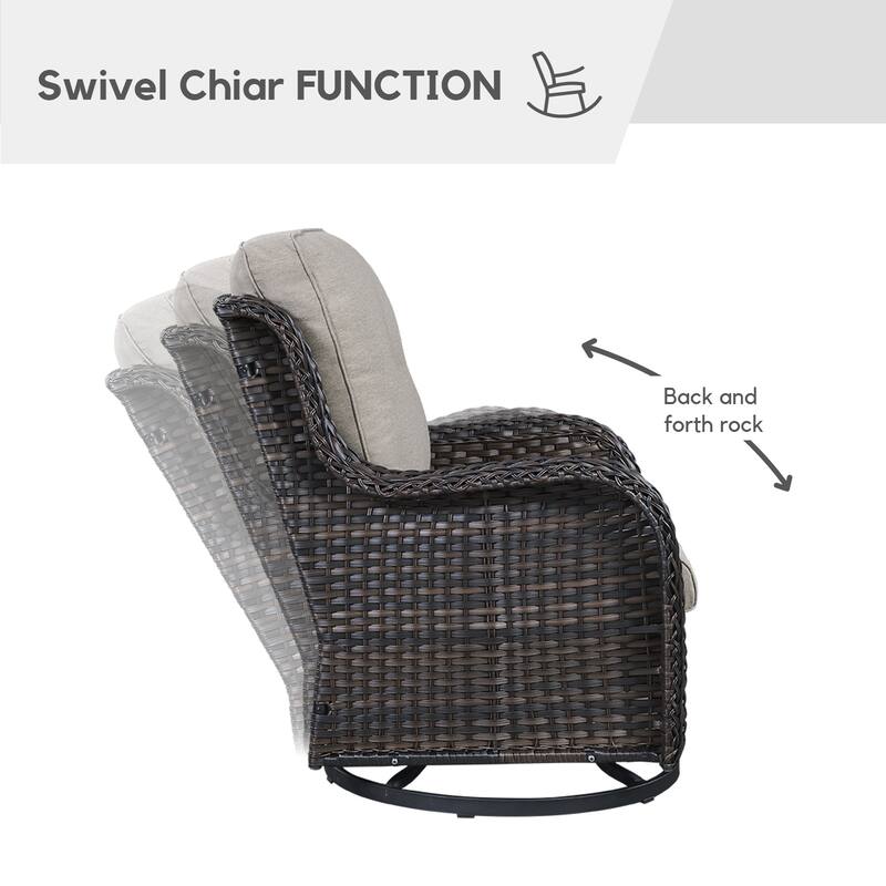 Gymojoy Patio Swivel Rocking Chair Coffee Table Set