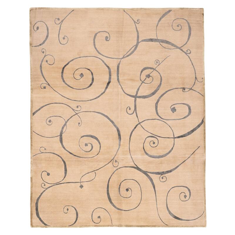 ECARPETGALLERY Hand-knotted Opulence Taupe Silk, Wool Rug - 8'1 x 9'10