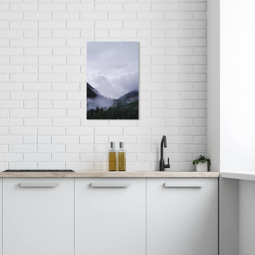 Wynwood Studio Canvas Nature and Landscape Humid and Foggy Forest Gray and Dark Green Tropical Wall Art Canvas Print