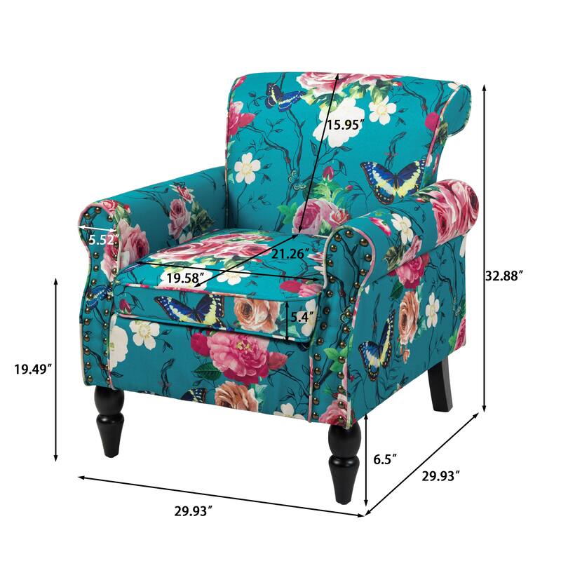 Modern Upholstered Armchair Nailhead Trim Accent Chair
