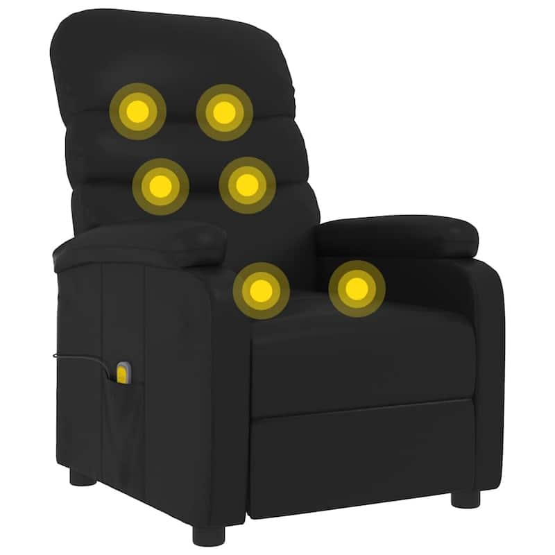 vidaXL Massage Recliner Black Faux Leather