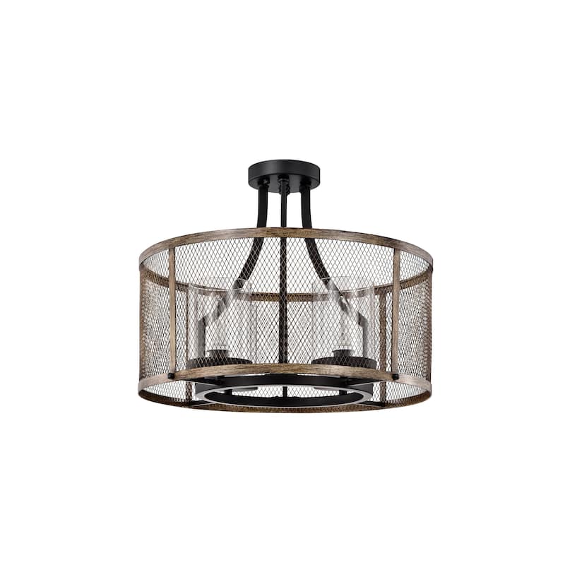 Adrian Semi-Flush Mount 4-Light Metal Mesh Drum Shade