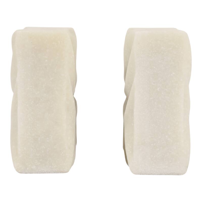 Resin Bookends Geometric Carved Design (Set of 2) - 12" White - 11.75" x 2.75" x 6"