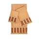 preview thumbnail 7 of 7, Sherry Kline Queue Coral 3-piece Decorative Towel Set, Jacquard Fabric Band, brush fringe trim 1 Bath Hand & Tip Towel Gold