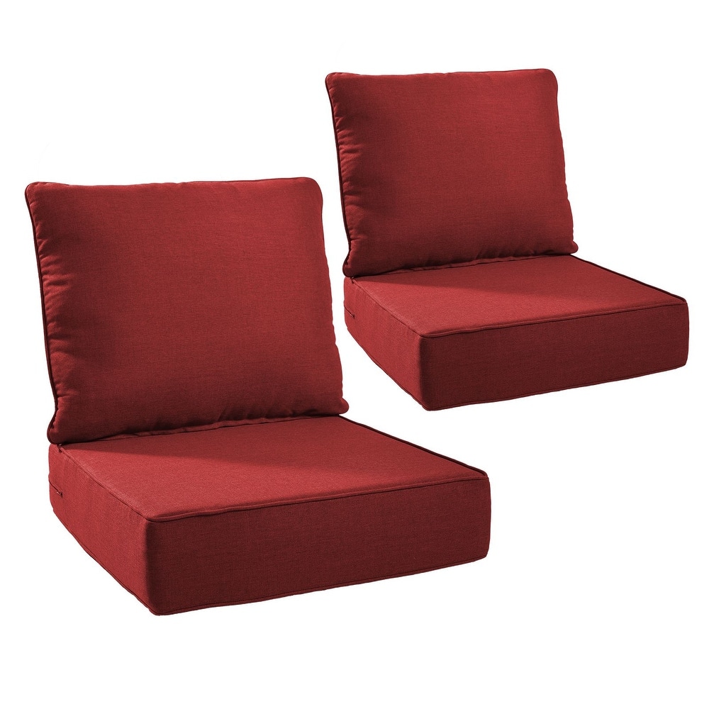 Gymojoy 24"x24"x6" Thick Cushions & Pillows Set - Deep Seat Indoor/Outdoor Water & Fade Resistant
