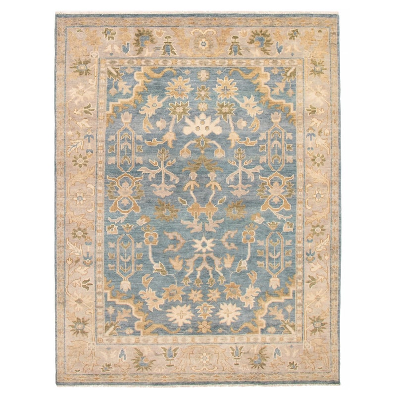 ECARPETGALLERY Hand-knotted Jules Serapi Light Blue Wool Rug - 7'6 x 10'0 - Light Blue - 7'6 x 10'0