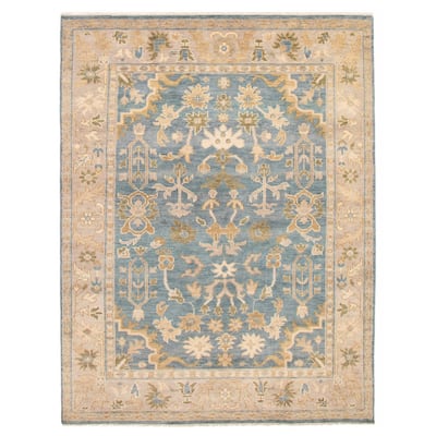 ECARPETGALLERY Hand-knotted Jules Serapi Light Blue Wool Rug - 7'6 x 10'0