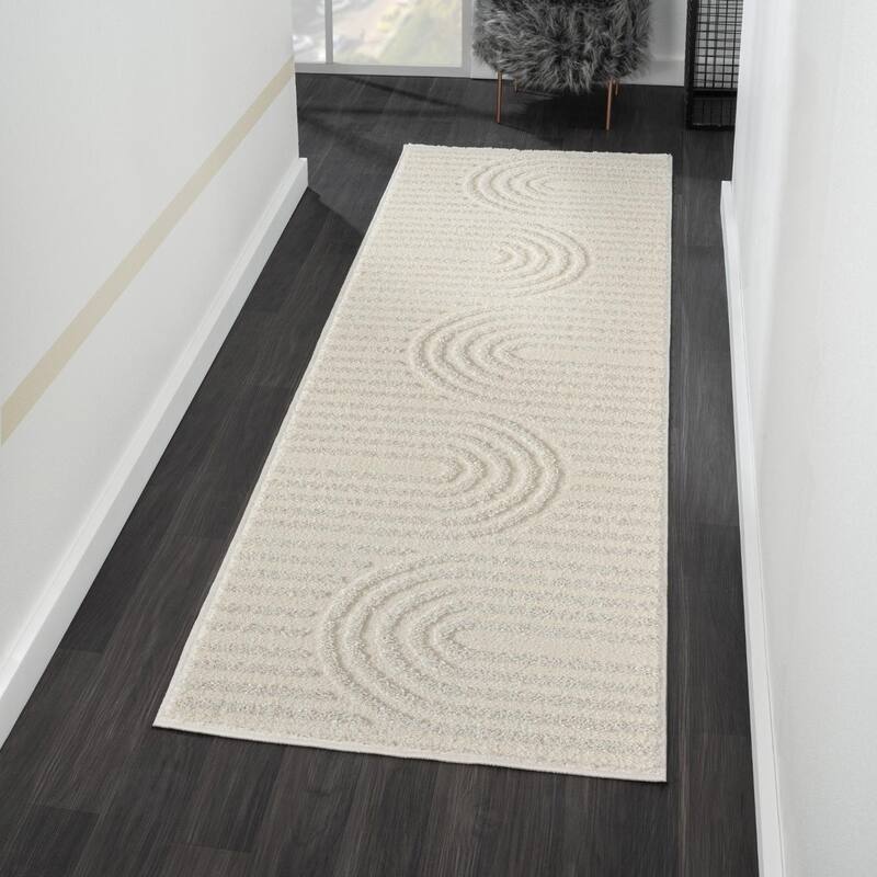 Luxe Weavers Modern Geometric Area Rug - 2x7 - Cream