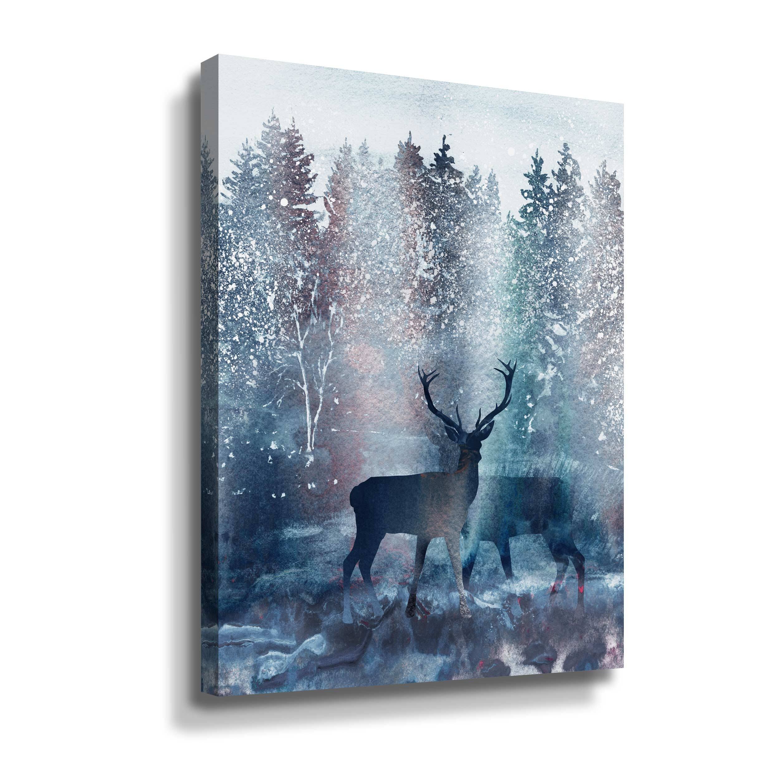 Two Deer Bucks In The Snowy Winter Forest by Irina Sztukowski Gallery ...