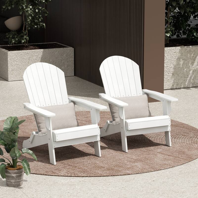 Vineyard HIPS Outdoor Folding Eco-Friendly All Weather Seashell Adirondack Chair (Set of 2) - White